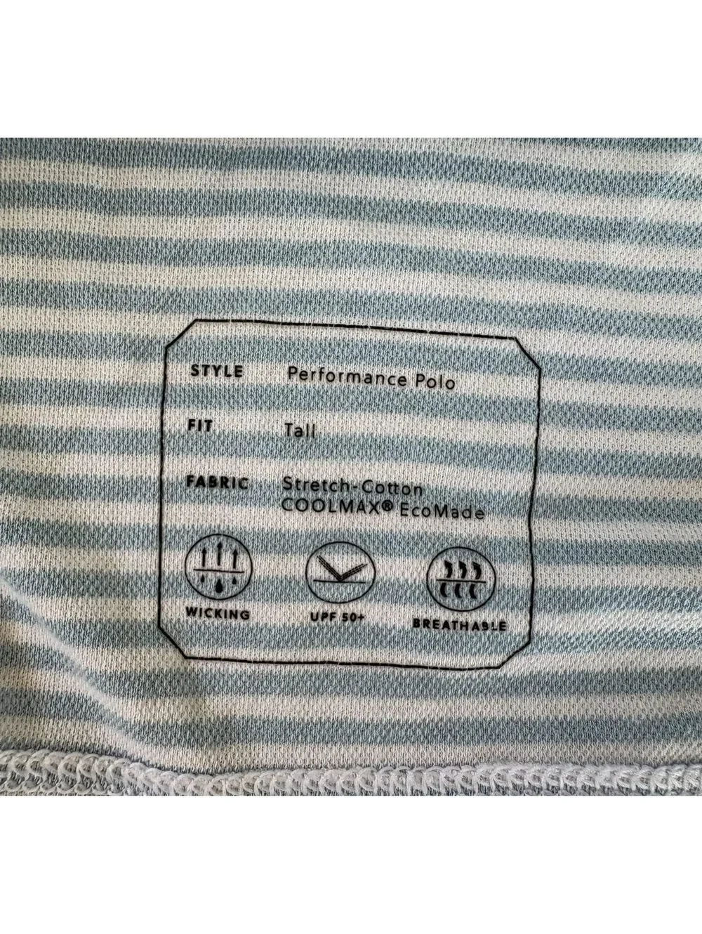 J.Crew Performance Polo Shirt Men's LT Tall Blue White Stripe COOLMAX
